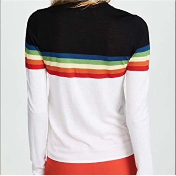 Diane von Furstenberg Multi Rainbow Merino Wool Crewneck Sweater Women’s Size S - Picture 4 of 12